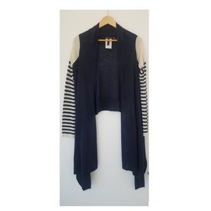 BCBG navy and white striped cardigan size Medium/Large